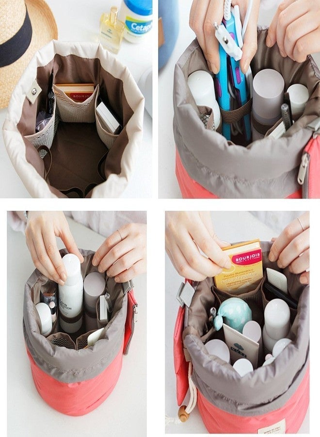 ERHETUS Latest Stylish Bucket Barrel Shaped Cosmetic Bag | Toiletry Bags | Round Makeup Pouch for Girls and Women (Multi Color) - Image 4
