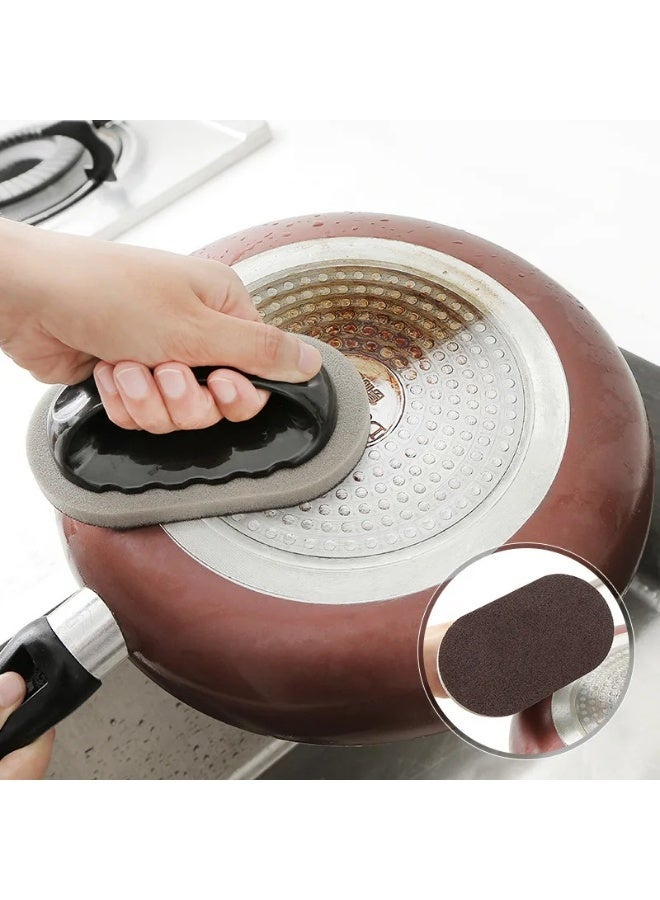 AKSONZ Kitchen Cleaning Sponge Brush - Heavy Duty Melamine Descaling Scrubber for Pots, Pans, and Knives - Strong Decontamination & Rust Removal Handle Brush - Image 1