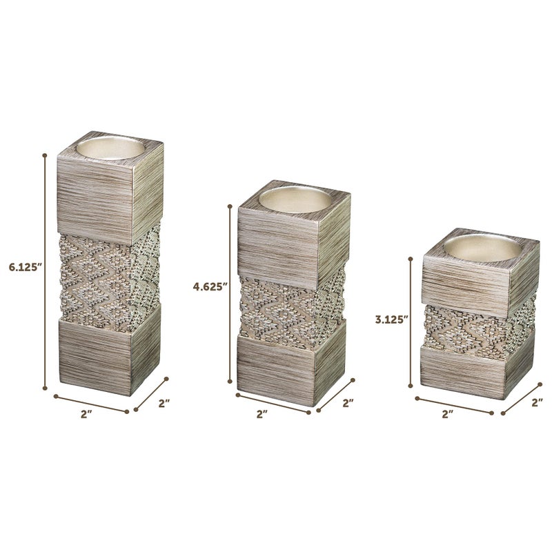 Creative Scents Dublin Silver Tealight Candle Holder Set of 3 - Centerpiece for Living Room and Dining Room Table Decor, Coffee Table Decor, Ideal for Fireplace, Entrance or Bathroom - Image 2