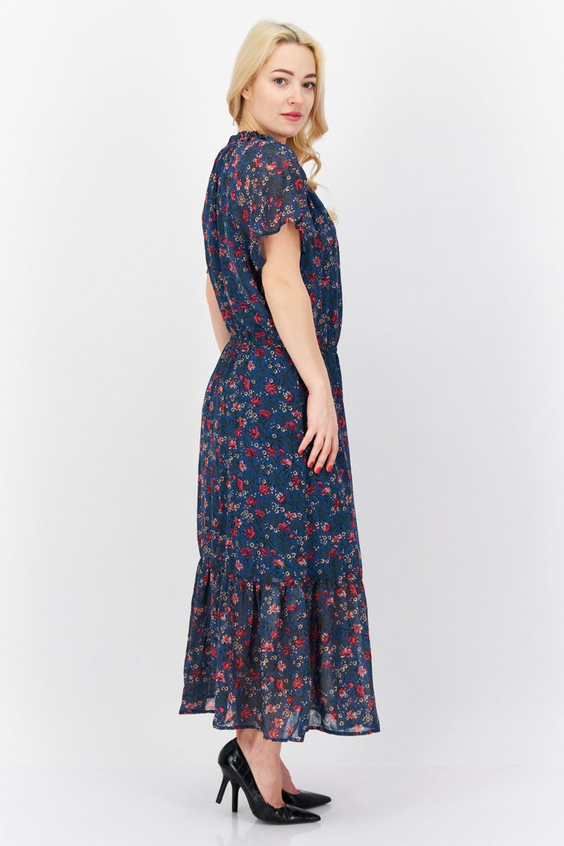 INC Women Floral Print Midi Dress, Blue Combo - Image 2