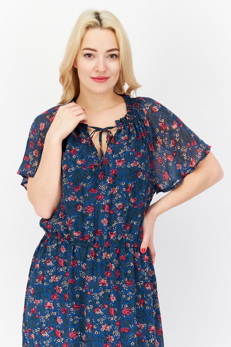 INC Women Floral Print Midi Dress, Blue Combo - Image 3
