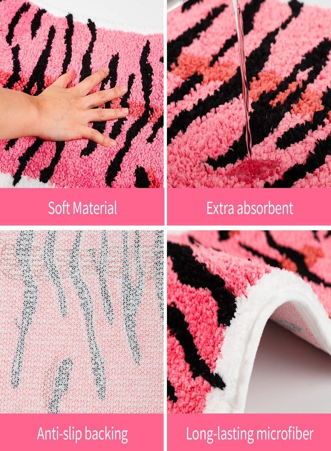Seek4comfortable Tiger Shaped Rug Bath Mat Pink Tiger Bathroom Rug Non-Slip Door Mat Animals Printed Area Rug Carpet Small Home Decor Mat Playmat Bathroom Shower Rugs, 33.5x21.6inch - Image 3