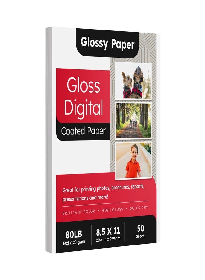 FoldCard 8.5 x 11 Double Sided C2S Glossy Paper for Full Color Laser Printing, Great for Photos Brochures Flyers Posters Business and Everyday Printing, 80lb Text (32lb Bond), Acid Free Gloss Coated, 50 Sheets - Image 1