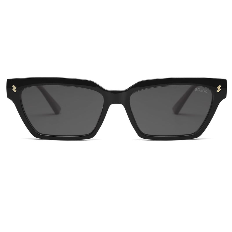 SOJOS Trendy Polarized Sunglasses Womens Men Retro Vintage 90s Cute Cat Eye Narrow Sun Glasses SJ2381 Black Frame Grey Lens - Image 2