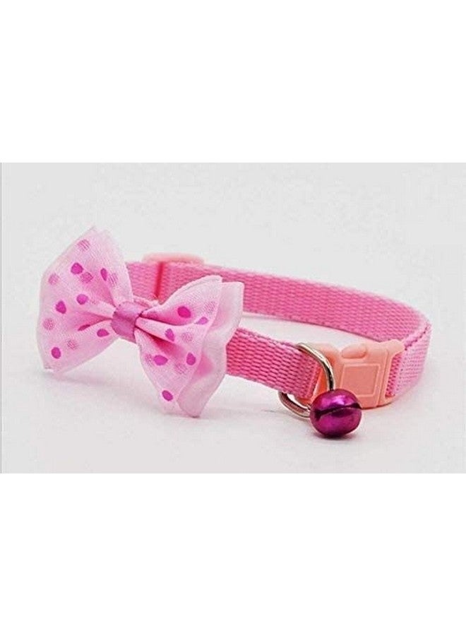 Cat Collars Cute Bow-Tie And Fancy Bone Printed Collar With Bell, Safety Identification Collars For Puppy, Kitten And Small Pets Pack Of 2 (Pink Color) - Image 4
