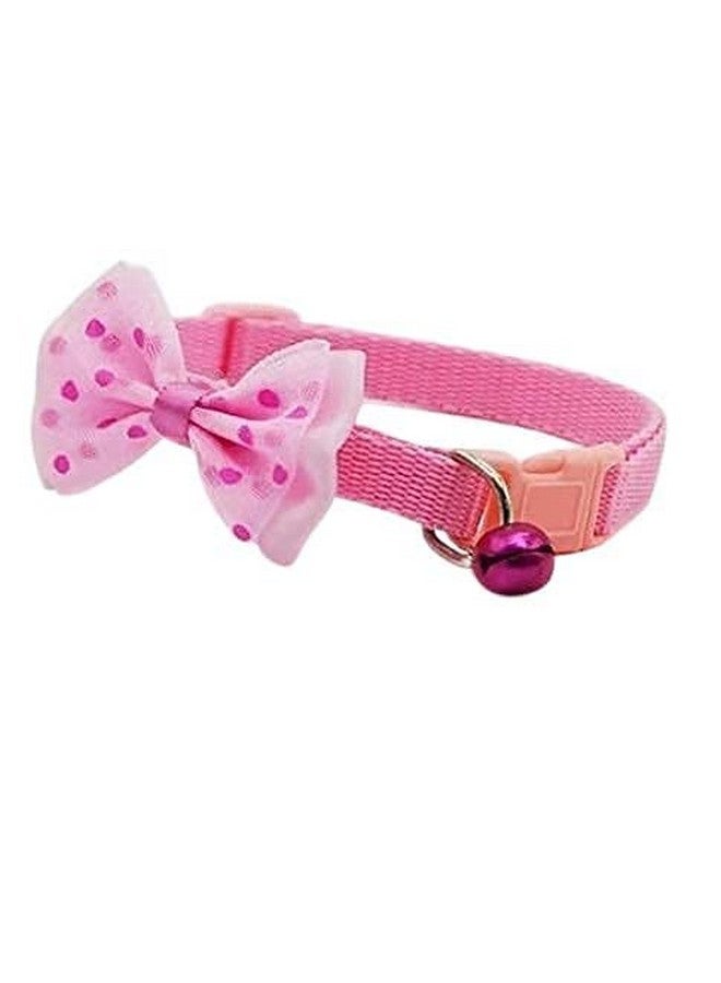 Cat Collars Cute Bow-Tie And Fancy Bone Printed Collar With Bell, Safety Identification Collars For Puppy, Kitten And Small Pets Pack Of 2 (Pink Color) - Image 2