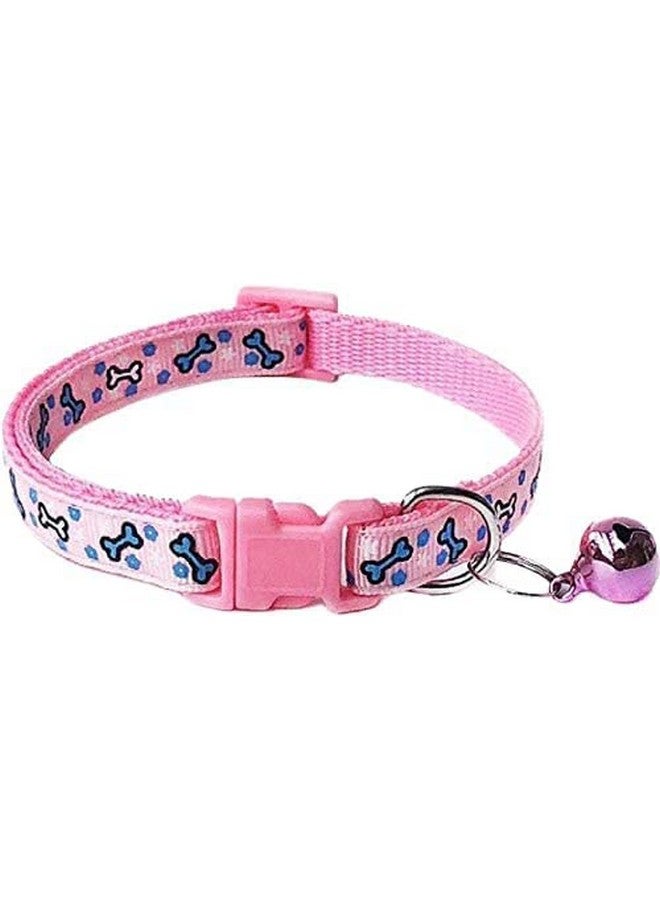 Cat Collars Cute Bow-Tie And Fancy Bone Printed Collar With Bell, Safety Identification Collars For Puppy, Kitten And Small Pets Pack Of 2 (Pink Color) - Image 3