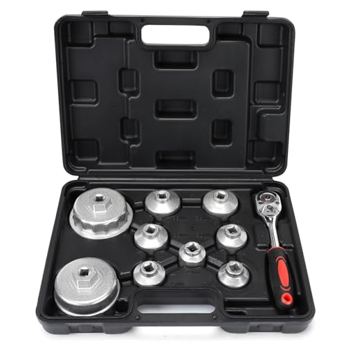 MOFEEZ Oil Filter Wrench Set, 10 Pieces Oil Filter Socket Set, 3/8" Drive Metric Oil Filter Cap Wrench Removal Tool Kit Compatible with Toyota VW BMW Mercedes - Image 1