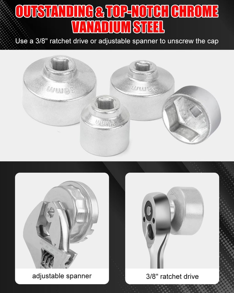 MOFEEZ Oil Filter Wrench Set, 10 Pieces Oil Filter Socket Set, 3/8" Drive Metric Oil Filter Cap Wrench Removal Tool Kit Compatible with Toyota VW BMW Mercedes - Image 5
