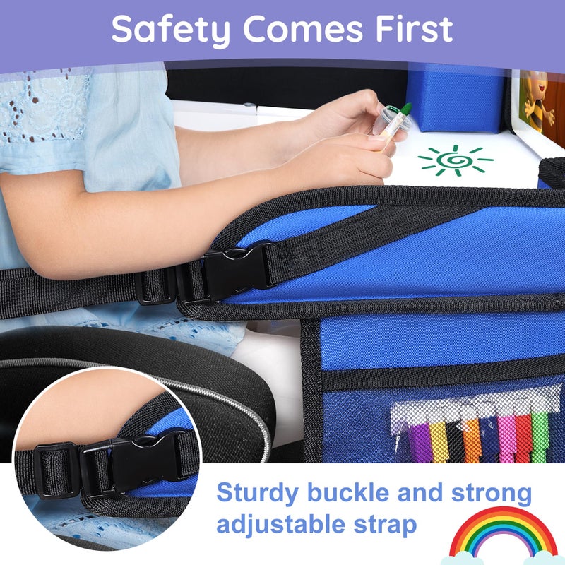 UTOLOVE Kids Travel Tray, Kids Travel Trays for Car Seat, Road Trip Essentials for Toddler, Carseat Lap Tray with Dry Erase Board & Storage Organizer for Road Trip Activities for Kid, Blue - Image 5