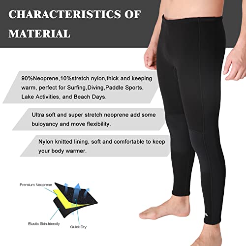 REALON Wetsuit Pants Men Womens Wet Suits Swim Tights 3mm Neoprene Swimming Leggings 2mm Long Diving Surfing Kayak Pant Keep Warm for Workout Scuba Snorkeling Canoeing Water Sports - Image 5