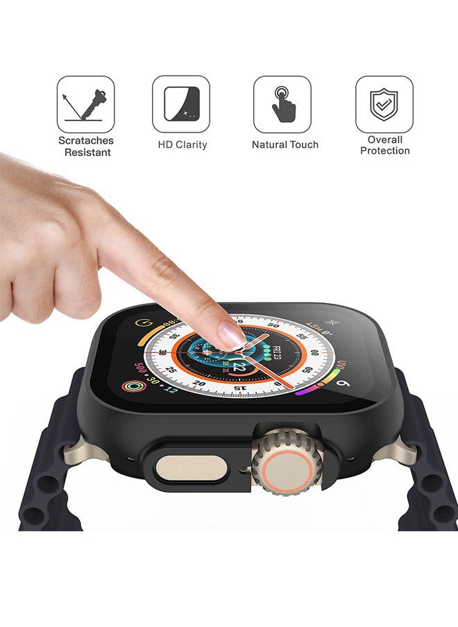 Rock Pow 49mm Case Built in Tempered Glass Screen Protector Compatible for 2022 New Apple Watch Ultra 49mm, Ultra-Thin Shockproof Hard PC Full Protective Cover for iWatch, Black  - Image 2