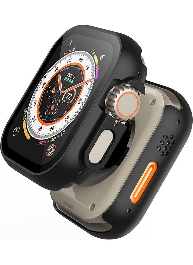 Rock Pow 49mm Case Built in Tempered Glass Screen Protector Compatible for 2022 New Apple Watch Ultra 49mm, Ultra-Thin Shockproof Hard PC Full Protective Cover for iWatch, Black  - Image 4