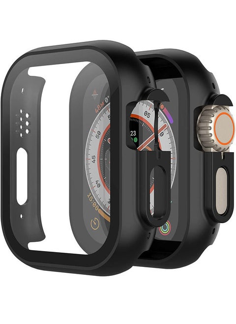 49mm Case Built in Tempered Glass Screen Protector Compatible for 2022 New Apple Watch Ultra 49mm, Ultra-Thin Shockproof Hard PC Full Protective Cover for iWatch, Black