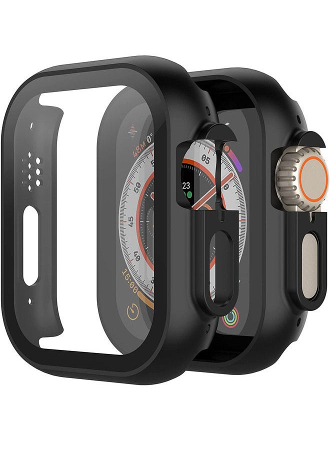 Rock Pow 49mm Case Built in Tempered Glass Screen Protector Compatible for 2022 New Apple Watch Ultra 49mm, Ultra-Thin Shockproof Hard PC Full Protective Cover for iWatch, Black  - Image 1