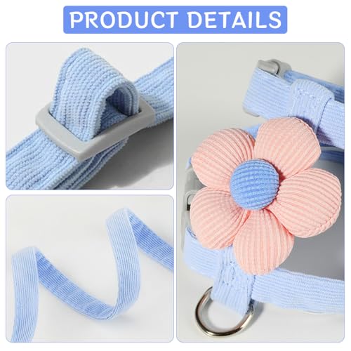Qpets® Cat Harness with Leash, Cat Harness and Leash Set for Small Cats with Quick Release Buckle, Escape-Proof Cute Flower Pet Belt for Outdoor Walking & Travel (M, Chest 27-43cm, Neck 23-33cm) - Image 3