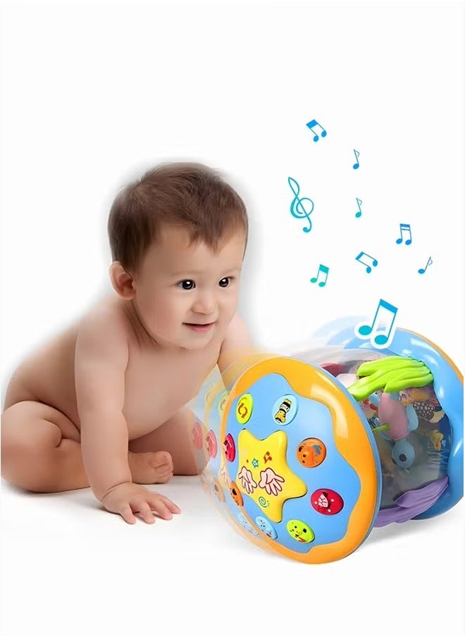 JoyousSto - Baby Toys 6 to 12 Months - Musical Learning Infant Toys 1+ Age Babies Ocean Rotating Light Up Toys for Toddlers 1+ Age Boys Girls Baby Gifts Blue - Image 1
