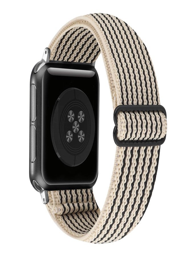 PENKEY Adjustable Stretchy Solo Loop Nylon Strap Compatible with Apple Watch Elastic Band 38mm 40mm 41mm iWatch Series SE/7/6/5/4/3/2/1 (Black Stripe, 38mm/40mm/41mm) - Image 1