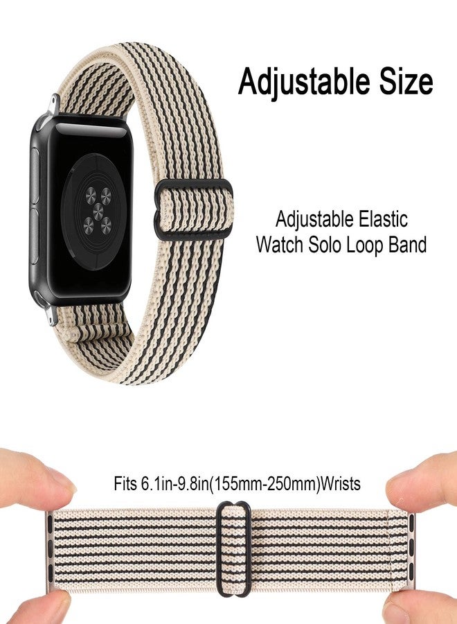 PENKEY Adjustable Stretchy Solo Loop Nylon Strap Compatible with Apple Watch Elastic Band 38mm 40mm 41mm iWatch Series SE/7/6/5/4/3/2/1 (Black Stripe, 38mm/40mm/41mm) - Image 2