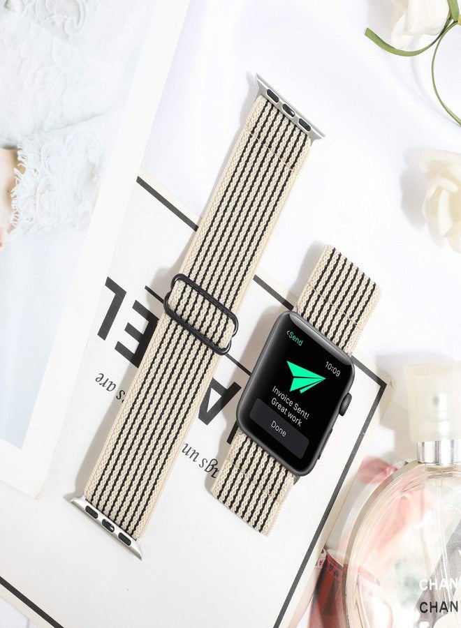 PENKEY Adjustable Stretchy Solo Loop Nylon Strap Compatible with Apple Watch Elastic Band 38mm 40mm 41mm iWatch Series SE/7/6/5/4/3/2/1 (Black Stripe, 38mm/40mm/41mm) - Image 4