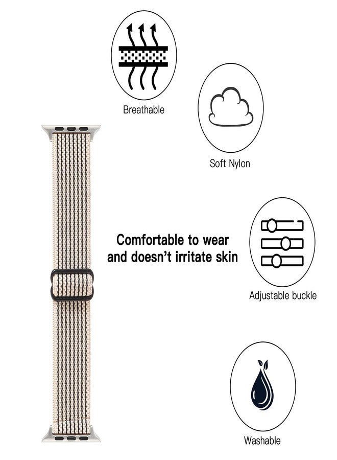 PENKEY Adjustable Stretchy Solo Loop Nylon Strap Compatible with Apple Watch Elastic Band 38mm 40mm 41mm iWatch Series SE/7/6/5/4/3/2/1 (Black Stripe, 38mm/40mm/41mm) - Image 3