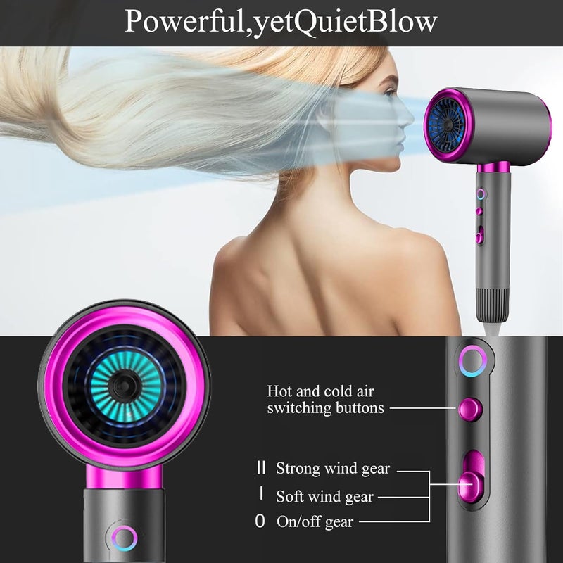 RWRW Ionic Hair Dryer,2400W Blow Dryer for Women & Men with Diffuser & Concentrator,Constant Temperature Care,Low Noise,Frizz-Free Shine,Fast-Drying Dryer for Salon Use Travel & Home(White) - Image 3