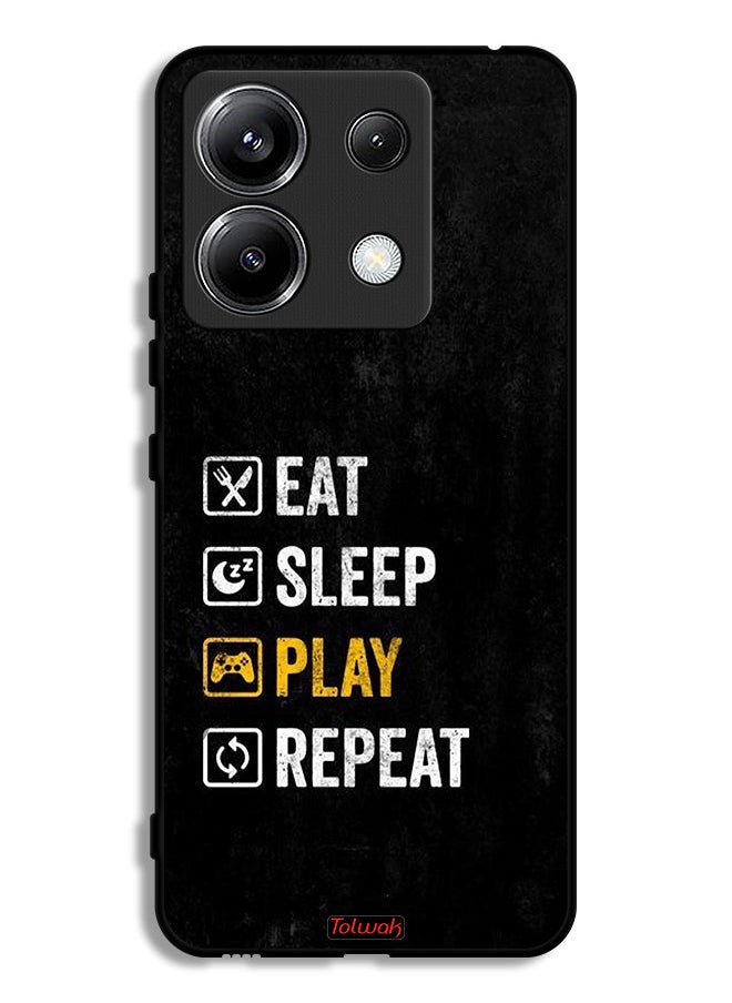 Tolwak Xiaomi Redmi Note 13 Pro 5G Protective Case Cover Eat Sleep Play Repeat  - Image 1