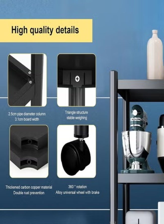 DMG TECH 4-Tier Adjustable Rolling Storage Rack | 480KG Max Load | Carbon Steel Kitchen Shelf with Wheels – UAE Home & Office Organizer - Image 2