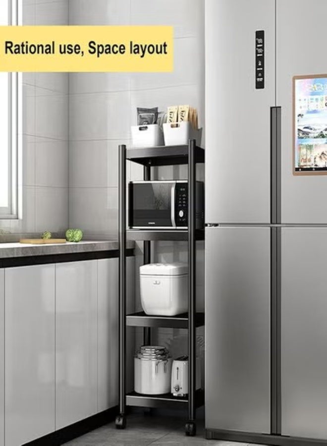 DMG TECH 4-Tier Adjustable Rolling Storage Rack | 480KG Max Load | Carbon Steel Kitchen Shelf with Wheels – UAE Home & Office Organizer - Image 5