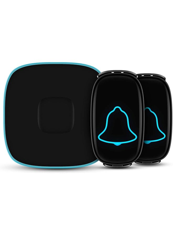 promass Wireless Doorbell, Waterproof Door Bell with 38 Melodies and Led Flash,1000-Foot Range, 4 Level Volume, 2 Remote Buttons & 1 Receiver (Black) - Image 1