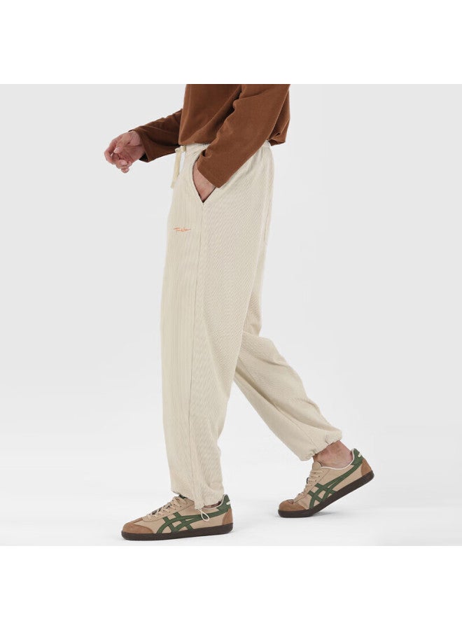 Markless Men's Casual Corduroy Straight Pants Autumn Winter Easy Care Long Trousers Clb3843m Beige XL - Image 2