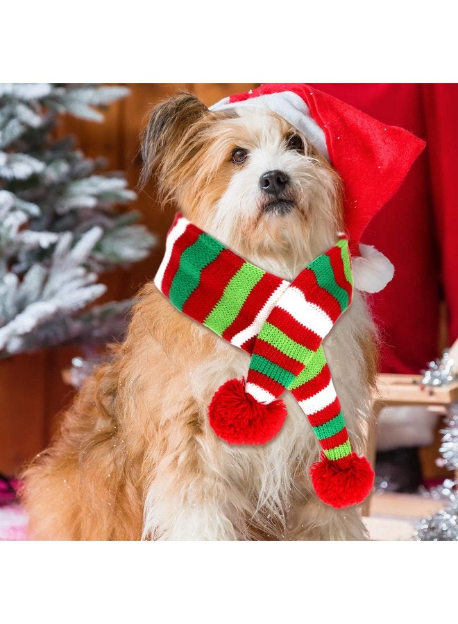 Blulu 2 Pieces Christmas Striped Knitted Dog Scarf Winter Dog Neck Warmer Costume Xmas Holiday Pet Bandana Cat Puppy Scarf Accessories - Image 3