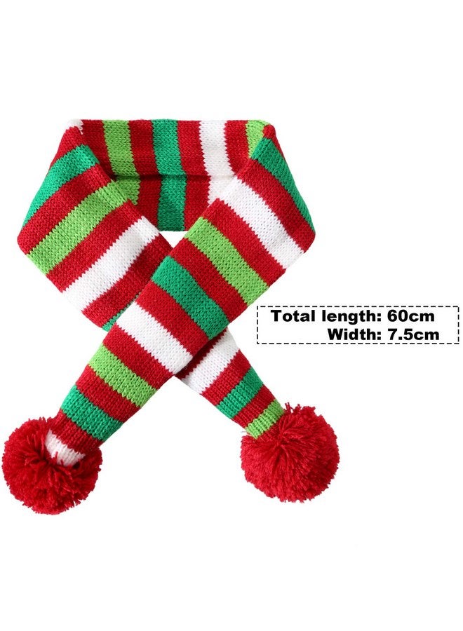 Blulu 2 Pieces Christmas Striped Knitted Dog Scarf Winter Dog Neck Warmer Costume Xmas Holiday Pet Bandana Cat Puppy Scarf Accessories - Image 4