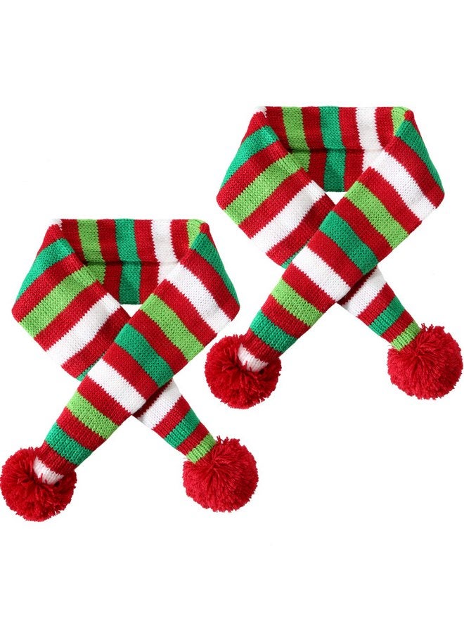 Blulu 2 Pieces Christmas Striped Knitted Dog Scarf Winter Dog Neck Warmer Costume Xmas Holiday Pet Bandana Cat Puppy Scarf Accessories - Image 1