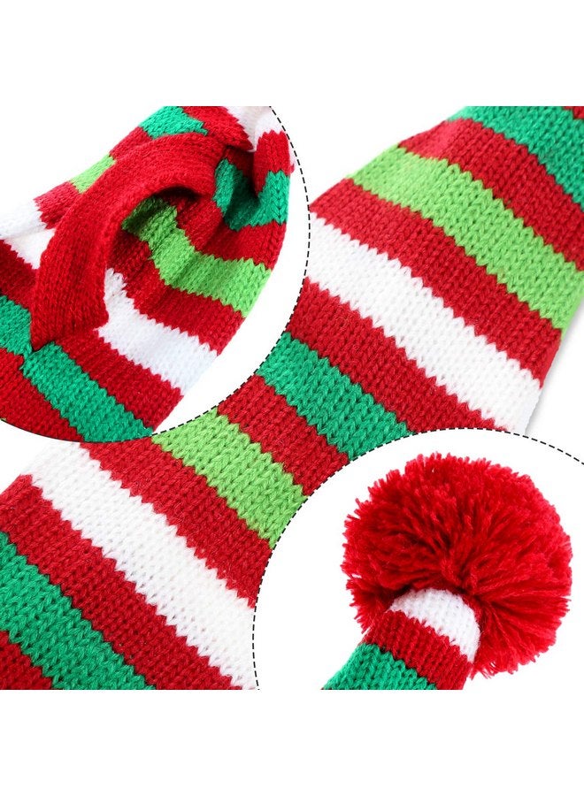 Blulu 2 Pieces Christmas Striped Knitted Dog Scarf Winter Dog Neck Warmer Costume Xmas Holiday Pet Bandana Cat Puppy Scarf Accessories - Image 5
