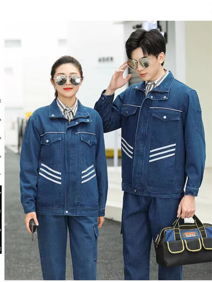 Denim Welder Overalls Suit Men'S Collar Anti-Scalding Thickened Welding Overalls Electrician'S Labor Protection Overalls - Image 5