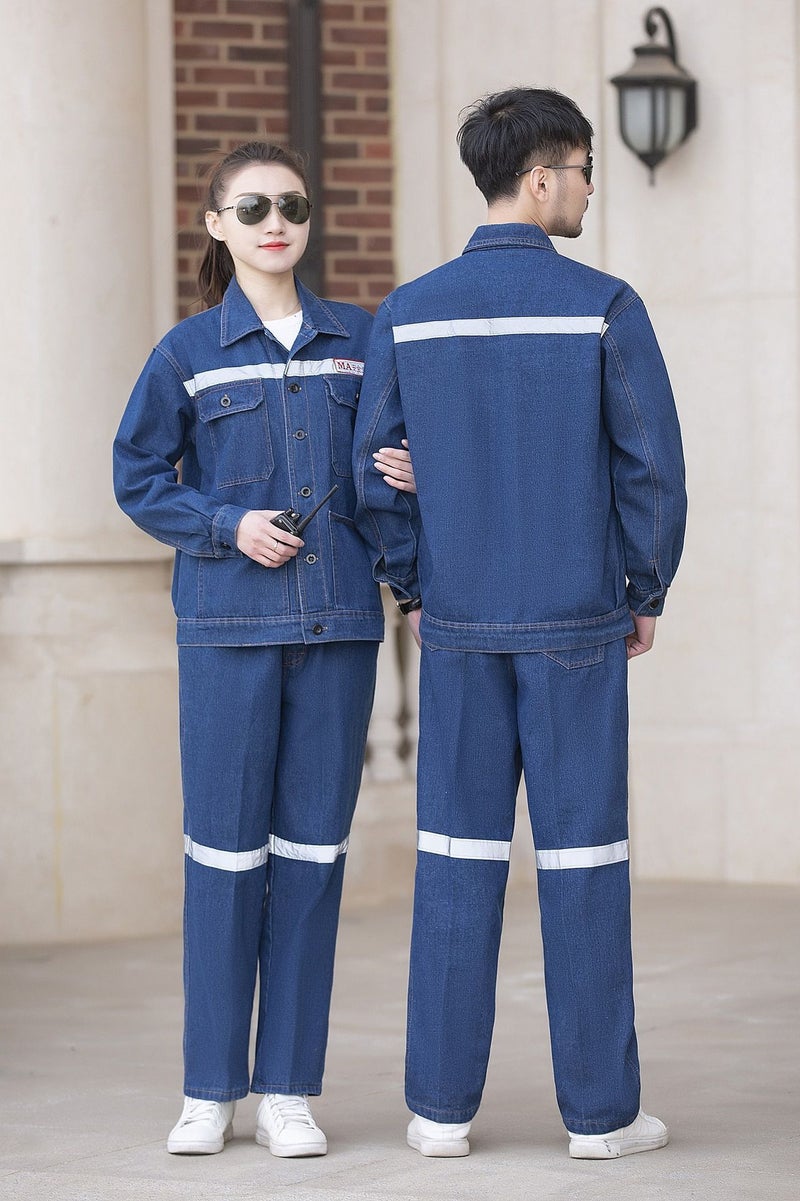 Denim Welder Overalls Suit Men'S Collar Anti-Scalding Thickened Welding Overalls Electrician'S Labor Protection Overalls - Image 1