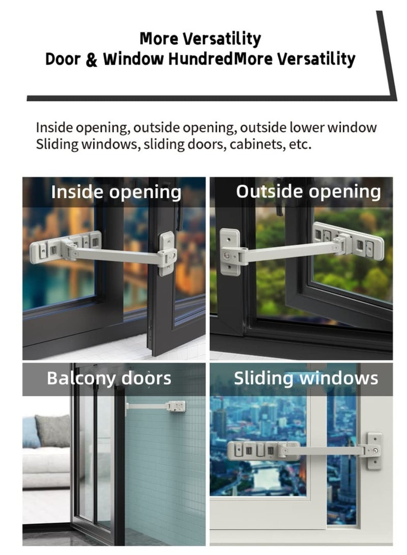 SOLARAE Window Restrictor Lock, Self Adhesive Child Baby Safety Door Window Lock, Baby Sliding Door Window Lock Limiter Anti-Opening Window Latch High Level Child Protection Anti-Fall, Easy Install - Image 4