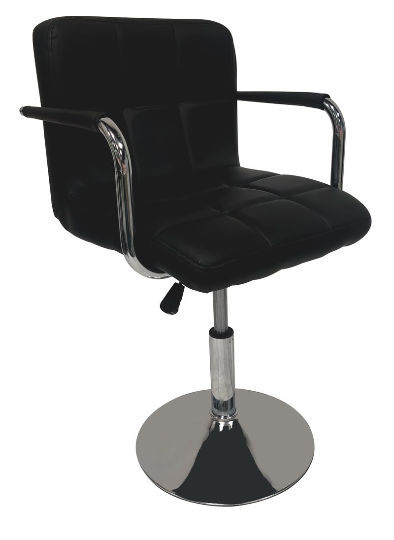 MAPLE HOME DECORATION Asara Modern PU Leather Adjustable Swivel Bar Stools with Armrest, Counter Height Chairs for Kitchen Island, Home, Office, Salon, and Bistro – Chrome Base, Durable & Stylish(Black)  - Image 2