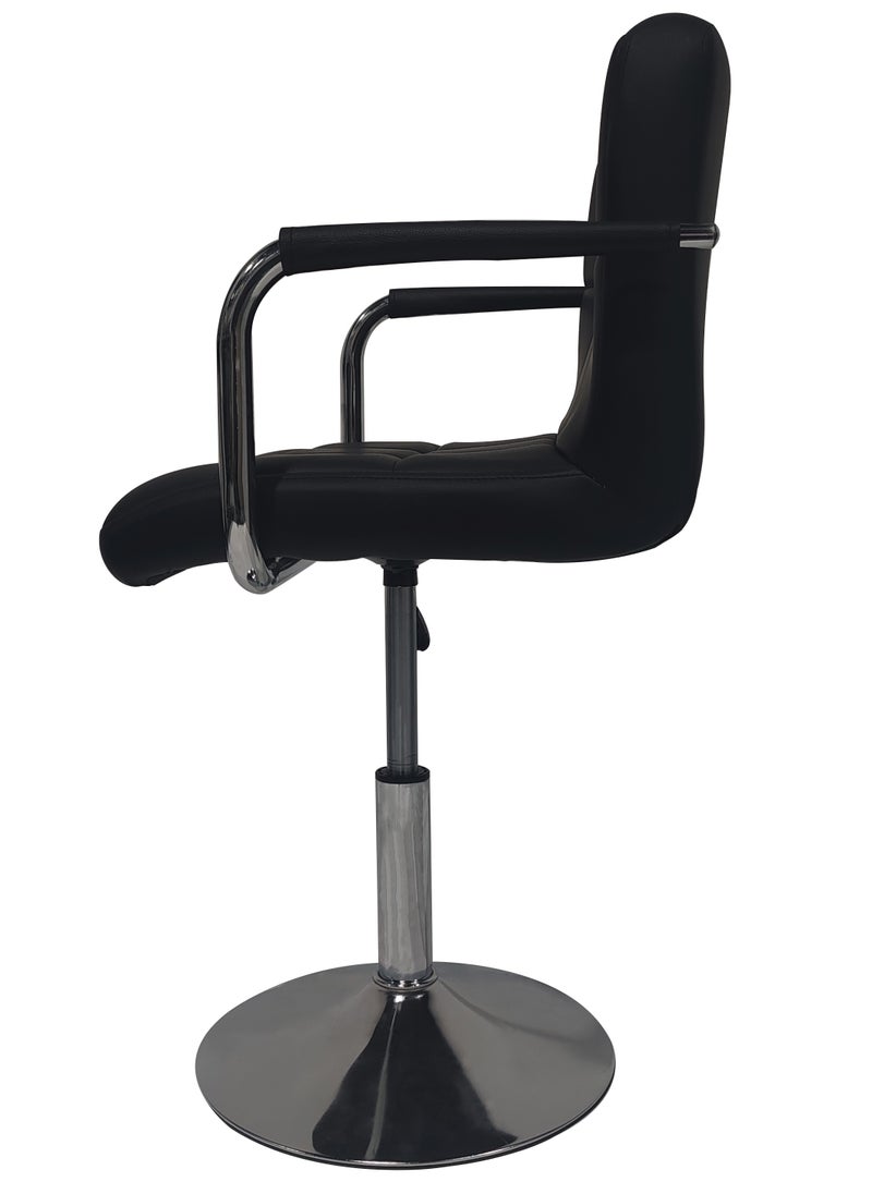 MAPLE HOME DECORATION Asara Modern PU Leather Adjustable Swivel Bar Stools with Armrest, Counter Height Chairs for Kitchen Island, Home, Office, Salon, and Bistro – Chrome Base, Durable & Stylish(Black)  - Image 5