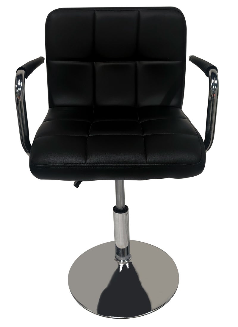MAPLE HOME DECORATION Asara Modern PU Leather Adjustable Swivel Bar Stools with Armrest, Counter Height Chairs for Kitchen Island, Home, Office, Salon, and Bistro – Chrome Base, Durable & Stylish(Black)  - Image 3