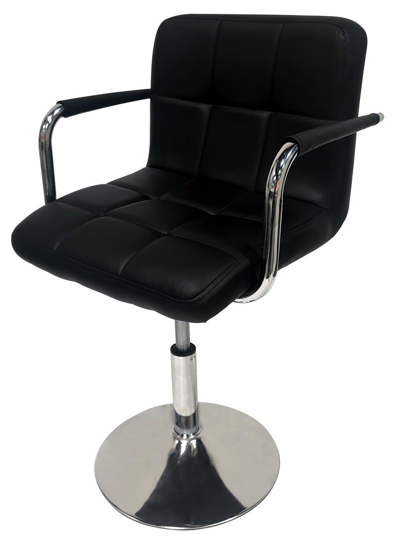 MAPLE HOME DECORATION Asara Modern PU Leather Adjustable Swivel Bar Stools with Armrest, Counter Height Chairs for Kitchen Island, Home, Office, Salon, and Bistro – Chrome Base, Durable & Stylish(Black)  - Image 4