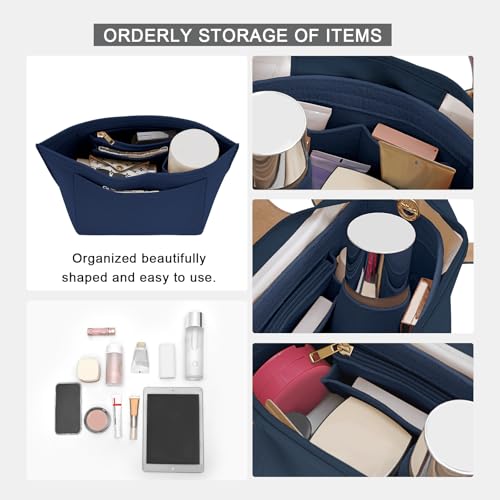 LOUKAYCCI Felt Purse Organizer Insert for Longchamp Le Pliage L Handbag Insert (Dark Blue, Large) - Image 5