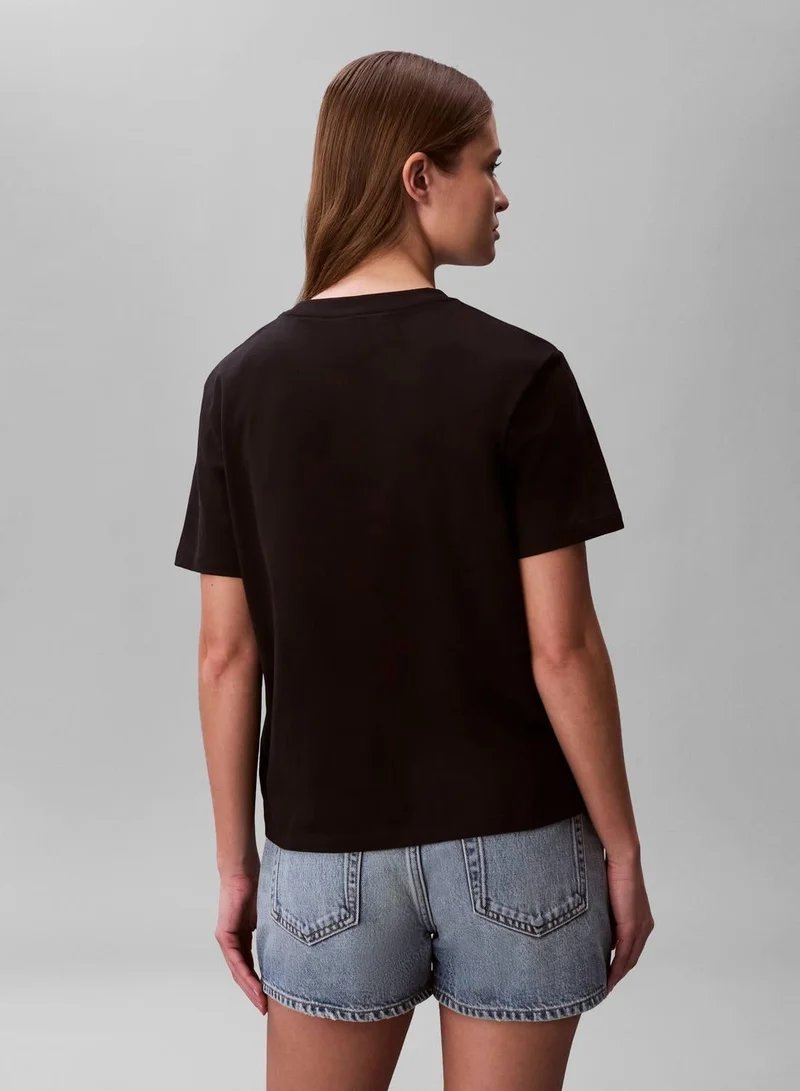 Calvin Klein Jeans Black Monogram Logo Tee for Women | Best Price UAE
