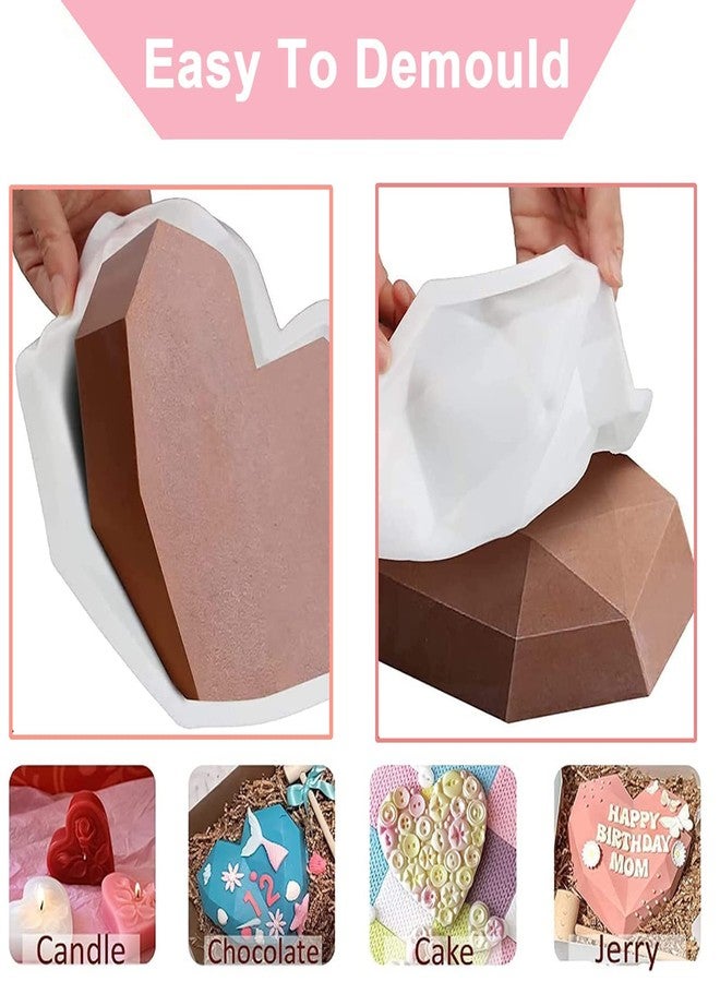 EddHomes 10pcs Valentines Heart Silicone Molds, Large Breakable Heart Mold for Chocolate with Hammer, 8 Cavity Diamond Hear t Shaped Silicone Molds for Valentines Candy Making - Image 4