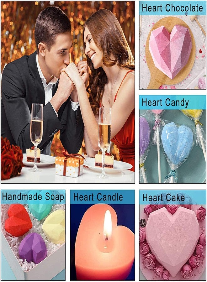 EddHomes 10pcs Valentines Heart Silicone Molds, Large Breakable Heart Mold for Chocolate with Hammer, 8 Cavity Diamond Hear t Shaped Silicone Molds for Valentines Candy Making - Image 2