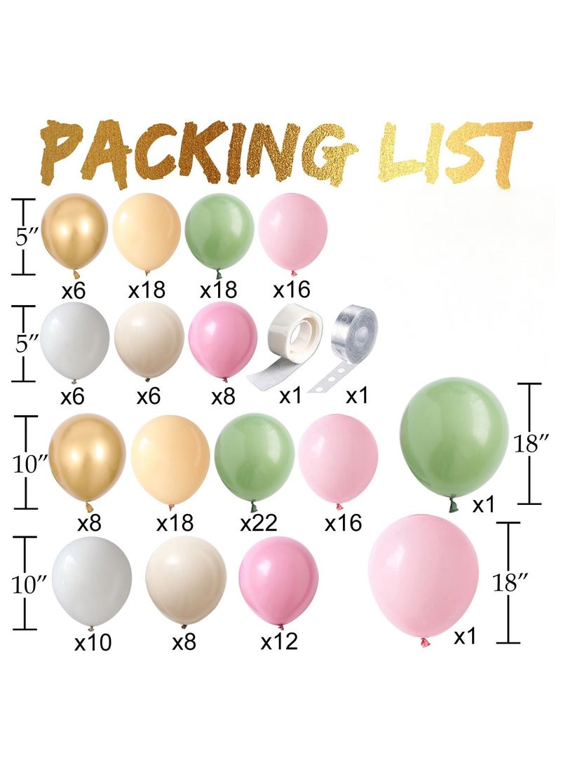 Sage Green And Pink Balloon Arch Kit With Shiny Gold Butterfly Stickers,177Pcs Pastel Green Blush Gold Balloon Garland For Spring Tea Party Decoration Wedding Bridal Baby Shower Fairy Balloon Arch - Image 2