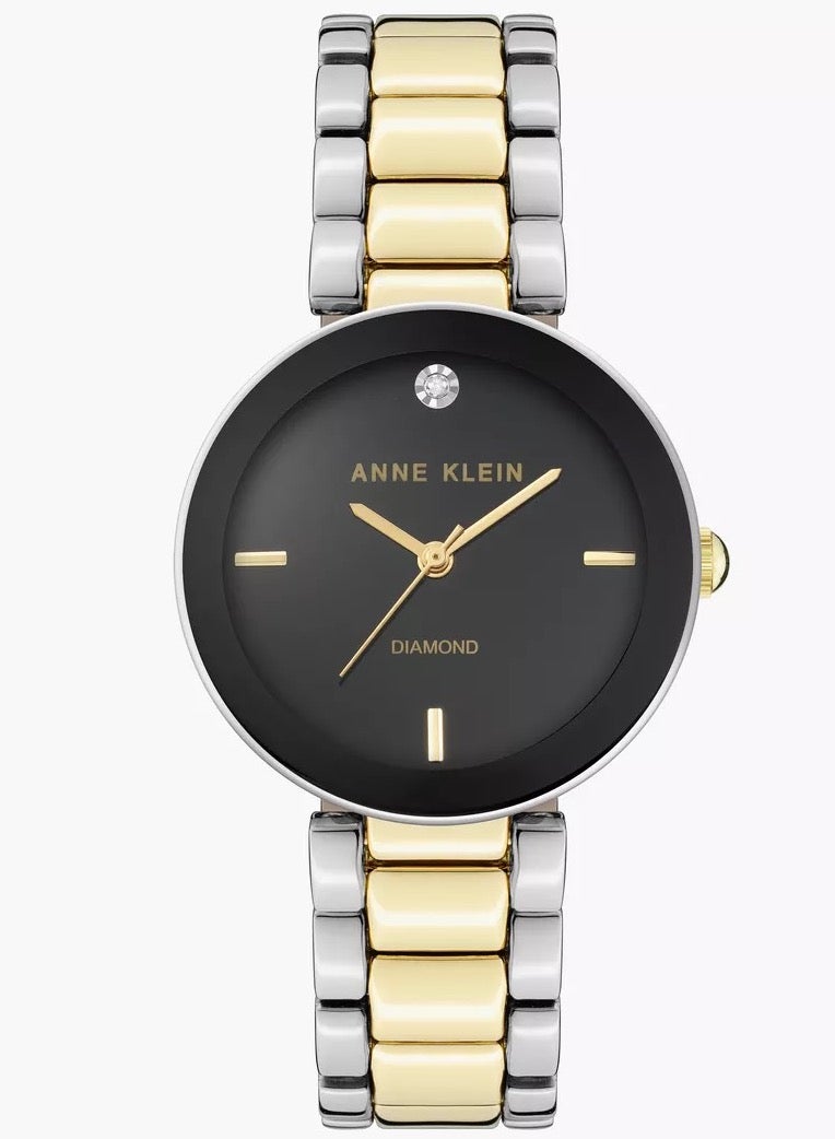 ANNE KLEIN ساعة آن كلاين للنساء بتقنية الكوارتز تعرض الوقت بشكل تناظري وسوار AK1363BKTT - Image 1