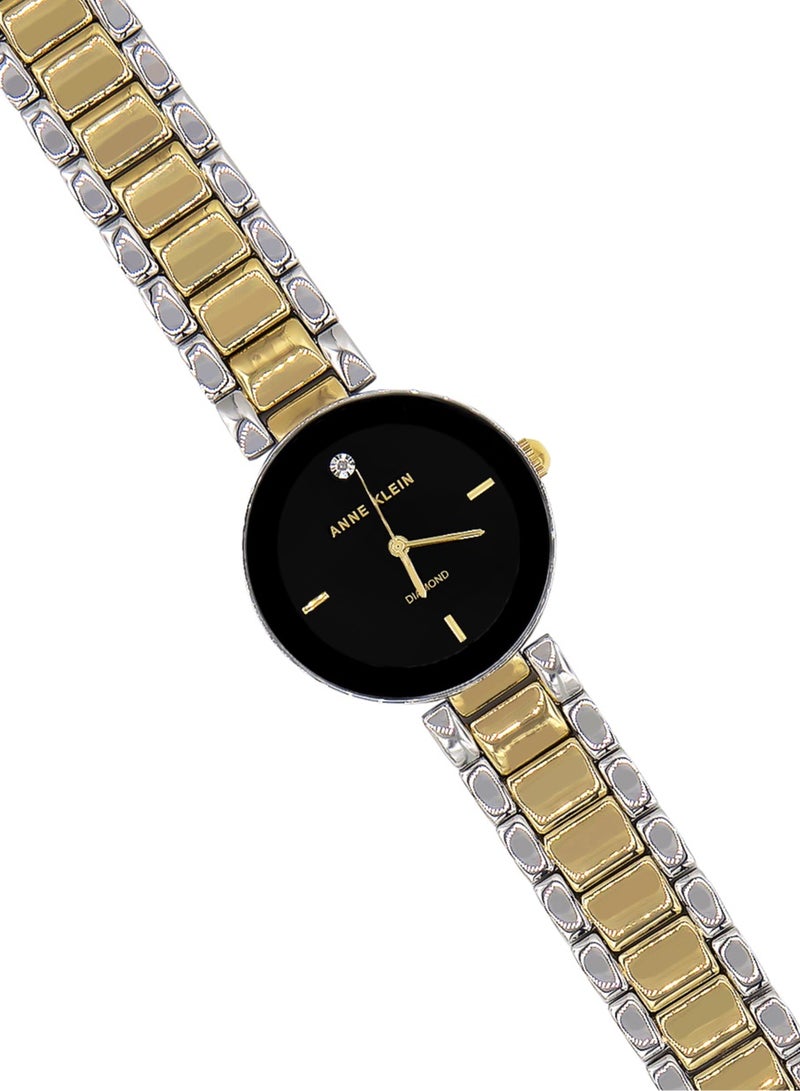 ANNE KLEIN ساعة آن كلاين للنساء بتقنية الكوارتز تعرض الوقت بشكل تناظري وسوار AK1363BKTT - Image 4