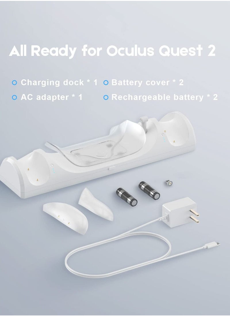 SYOSI Charging Dock for Oculus Quest 2 / Meta Quest 2 with LED Light, Magnetic Charging Station for VR Headset and Touch Controllers, with 2 Rechargeable Batteries/Type-C Charger Cable  - Image 4